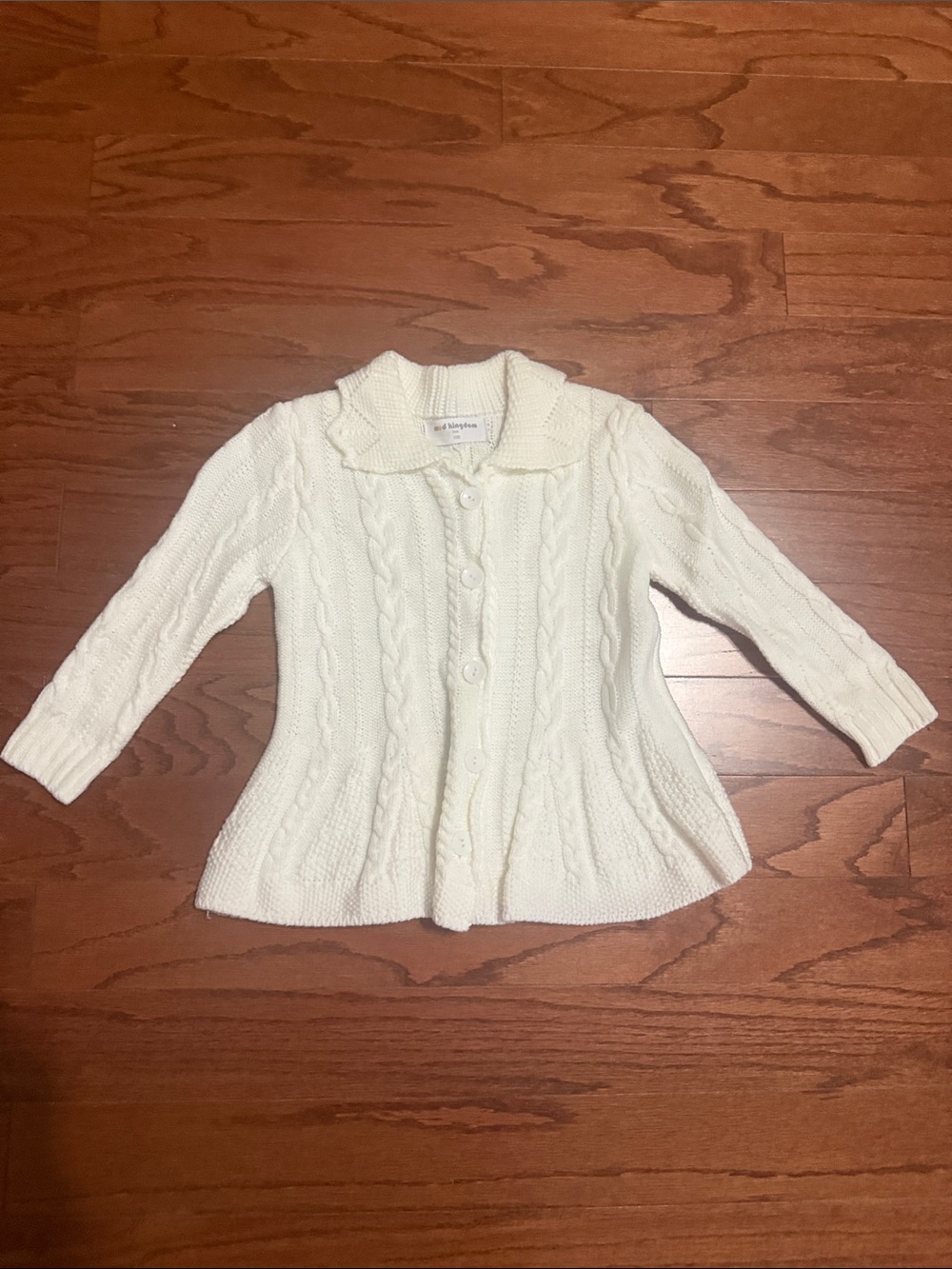 Kids Classic Cable Knit Button-Front Sweater - Cream